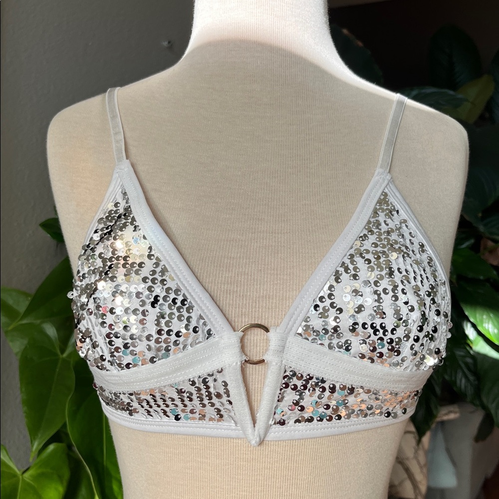 Silver Sequin Bralette Top
